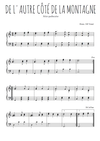 Téléchargez l'arrangement pour piano de la partition de De l'autre côté de la montagne en PDF